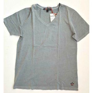 The Same Guy by Christian Audigier Destroyed V-Neck Tee Grey Smoke